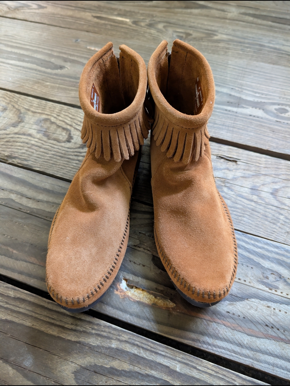 Minnetonka Tan Suede Ankle Moccasins 8.5